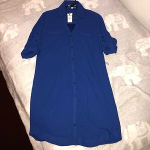 NWT Express Portofino Shirt Dress Blue Size S